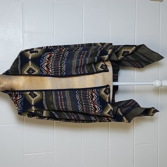 Ruff Hewn Small Open Front Western Aztec Geometric Design Cardigan - Picture 1 of 6